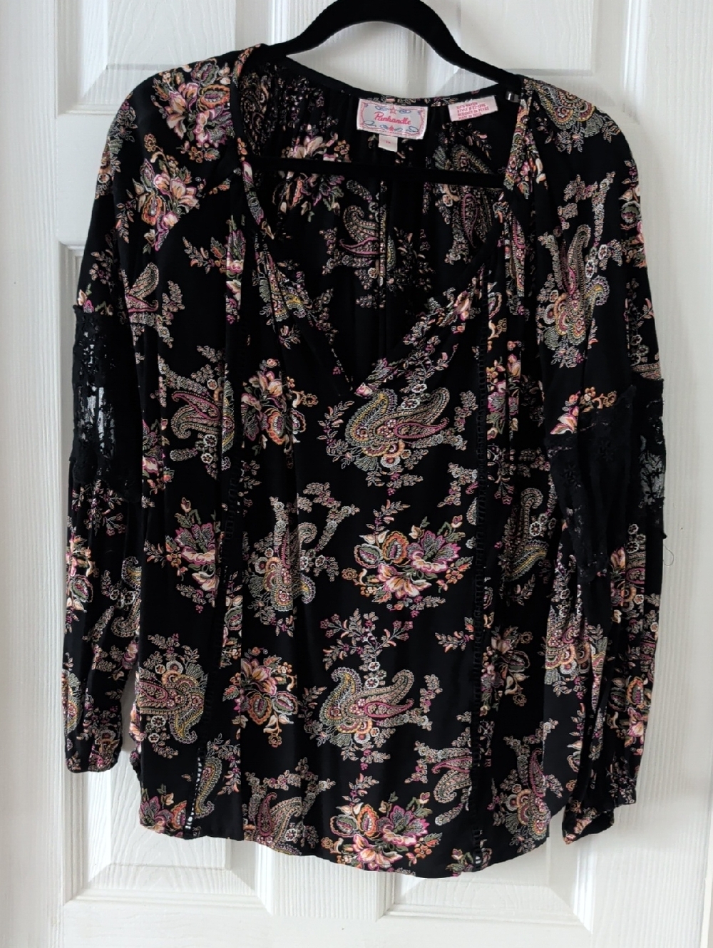 Panhandle Black Paisley Floral Blouse